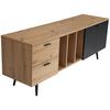 TV-Lowboard Wl6.820 B: 150 cm Eiche Dekor Schwarz - Eichefarben/Schwarz, Design, Holzwerkstoff (150/55/40cm) - Livetastic