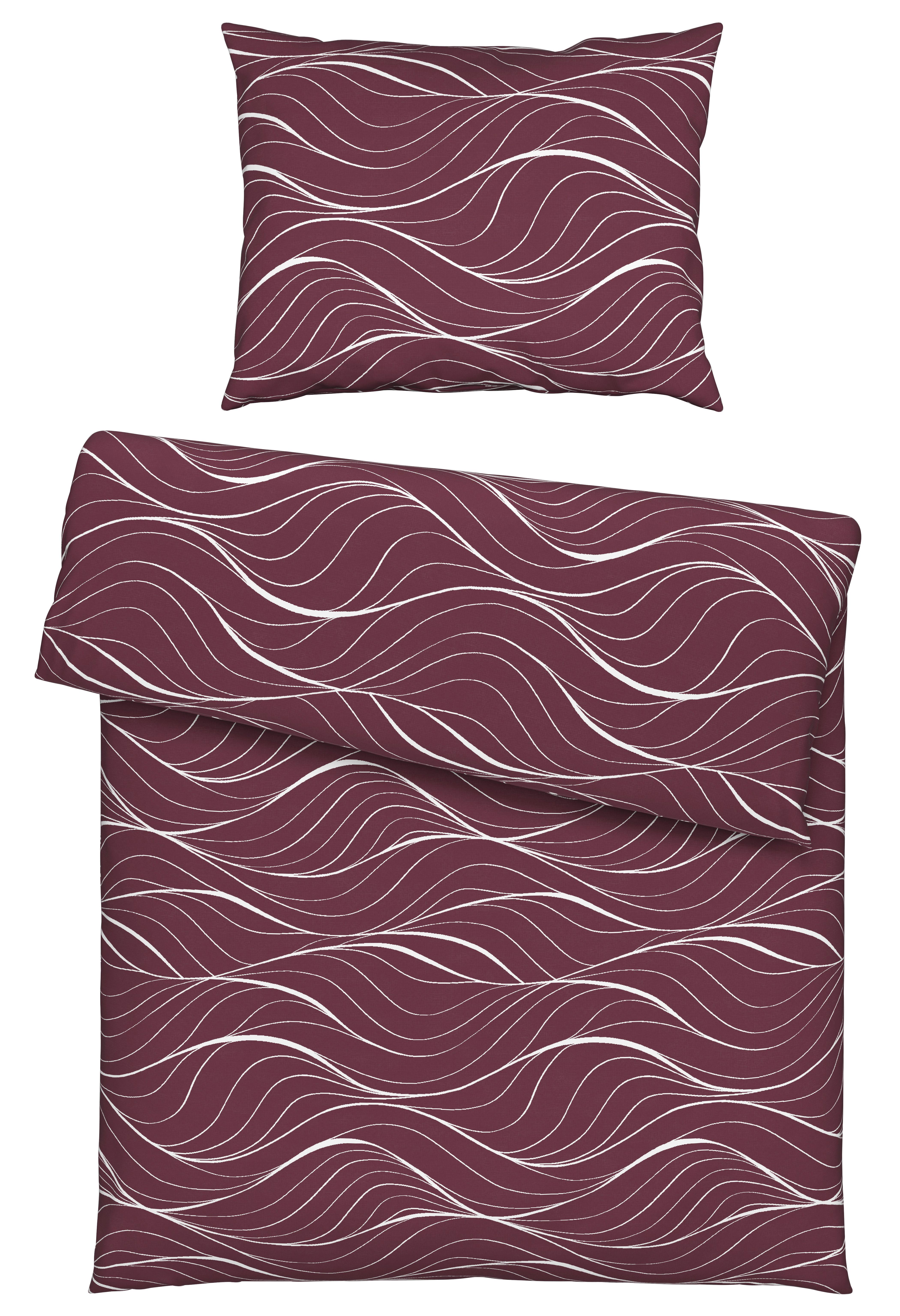 Posteľná Bielizeň Waves, 70/90 140/200cm - bobuľová, textil (140/200cm) - Modern Living