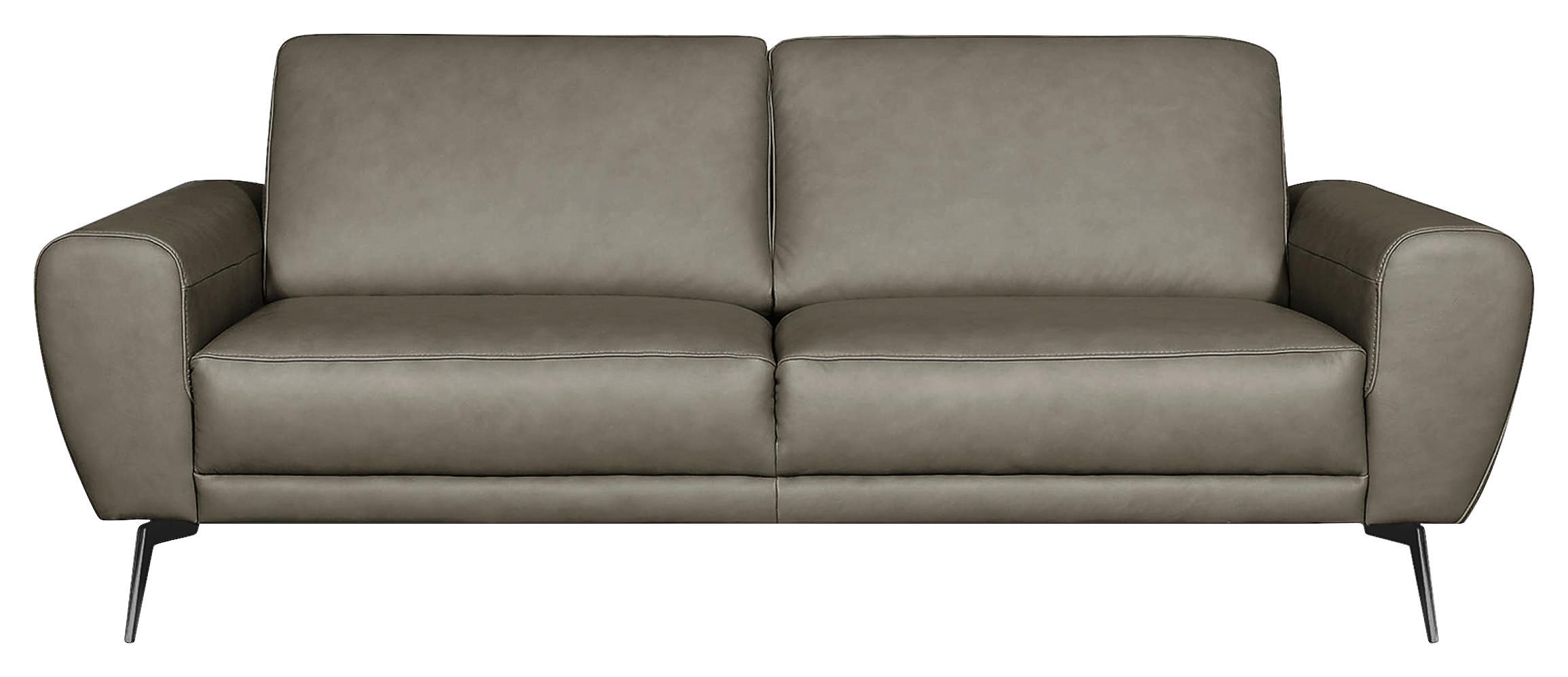 3-Sitzer-Sofa Spring, Grau B: 207 cm - Schwarz/Grau, Design, Leder (207/85/92cm) - Livetastic