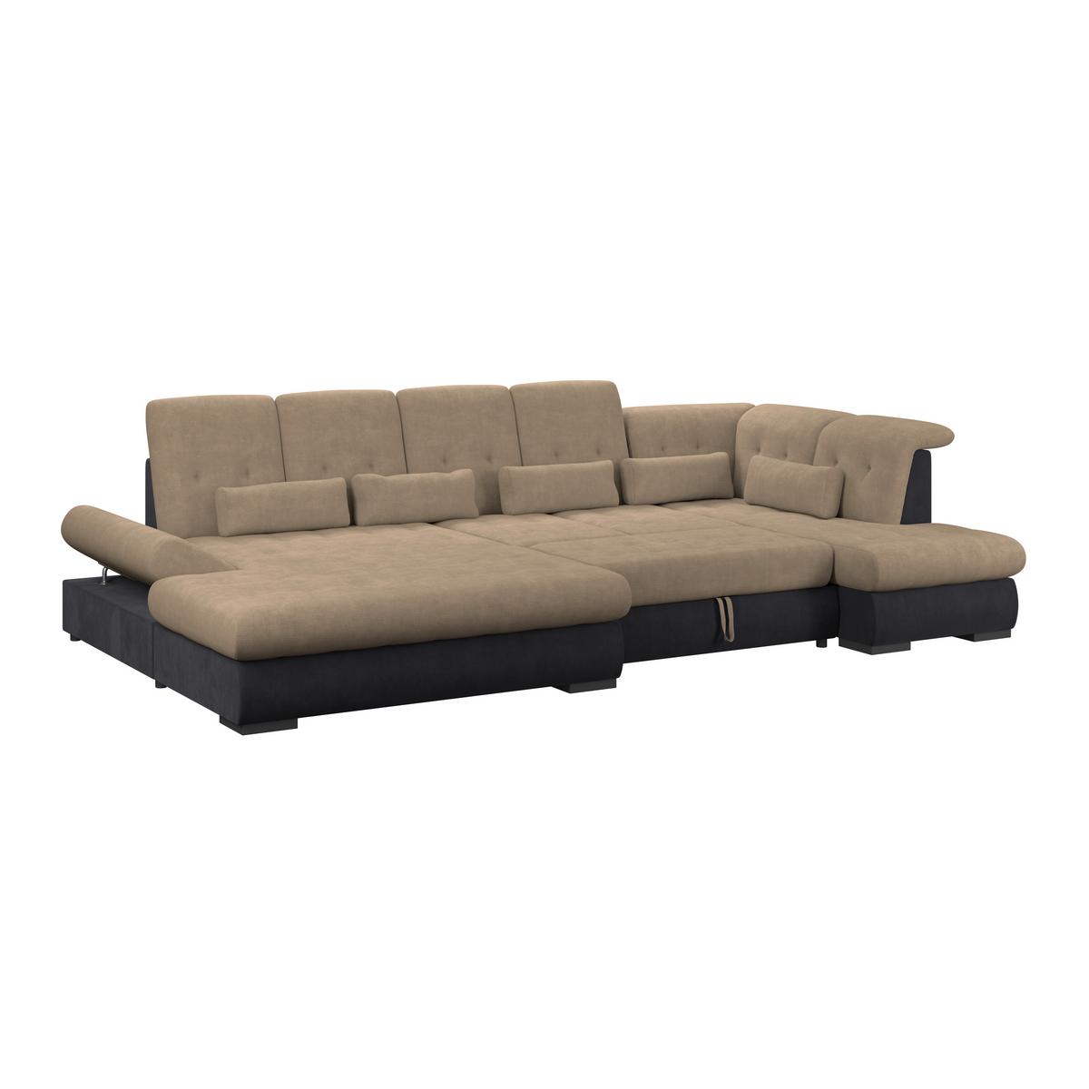 Wohnlandschaft Madera Dunkelbraun S: 358x212 cm - Dunkelbraun/Anthrazit, KONVENTIONELL, Kunststoff/Textil (190/358/212cm)