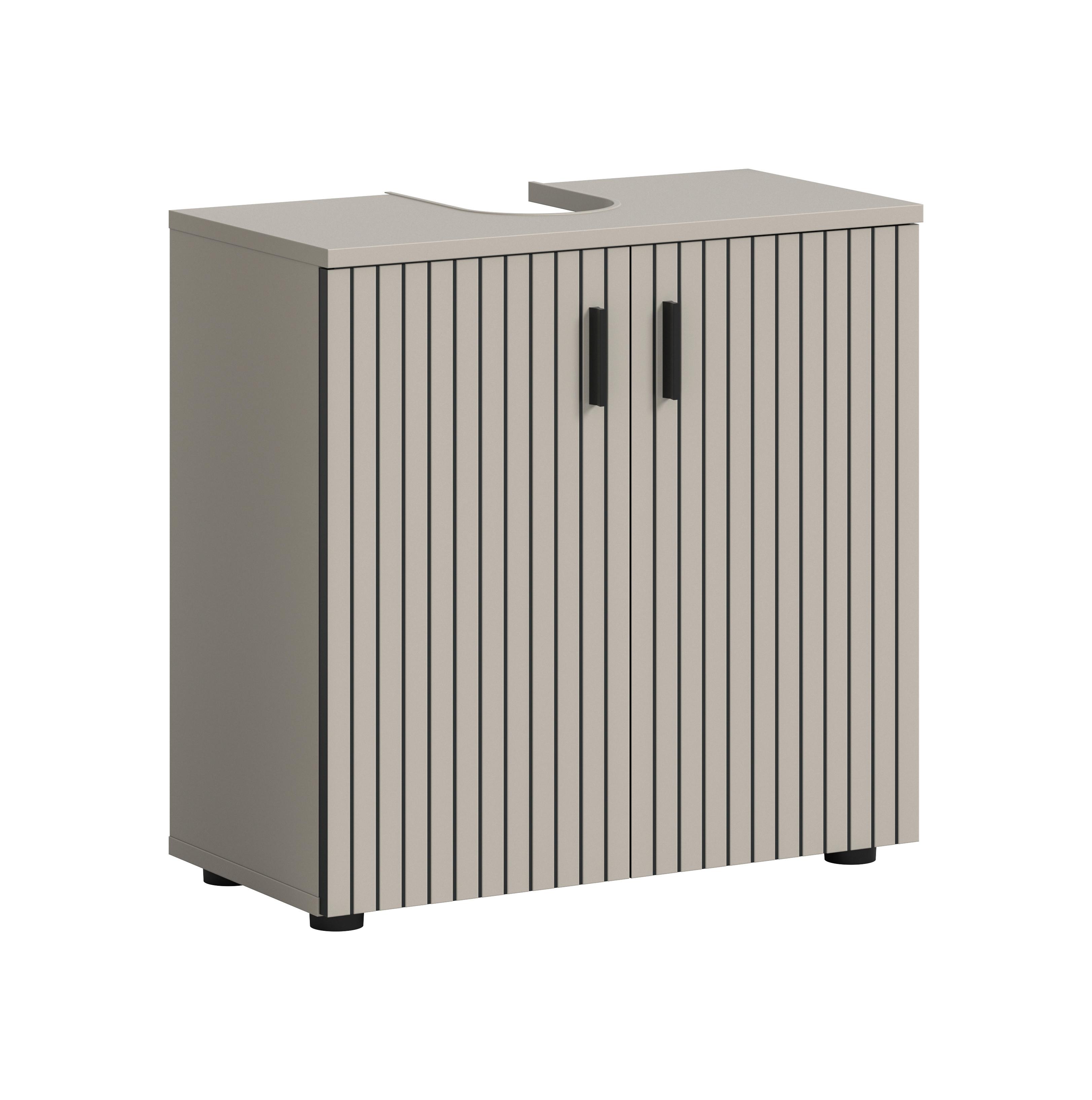 WASCHBECKENUNTERSCHRANK Mone Kaschmir B: 60cm - Kaschmir/Schwarz, Trend, Holzwerkstoff (60/59/30cm) - MID.YOU