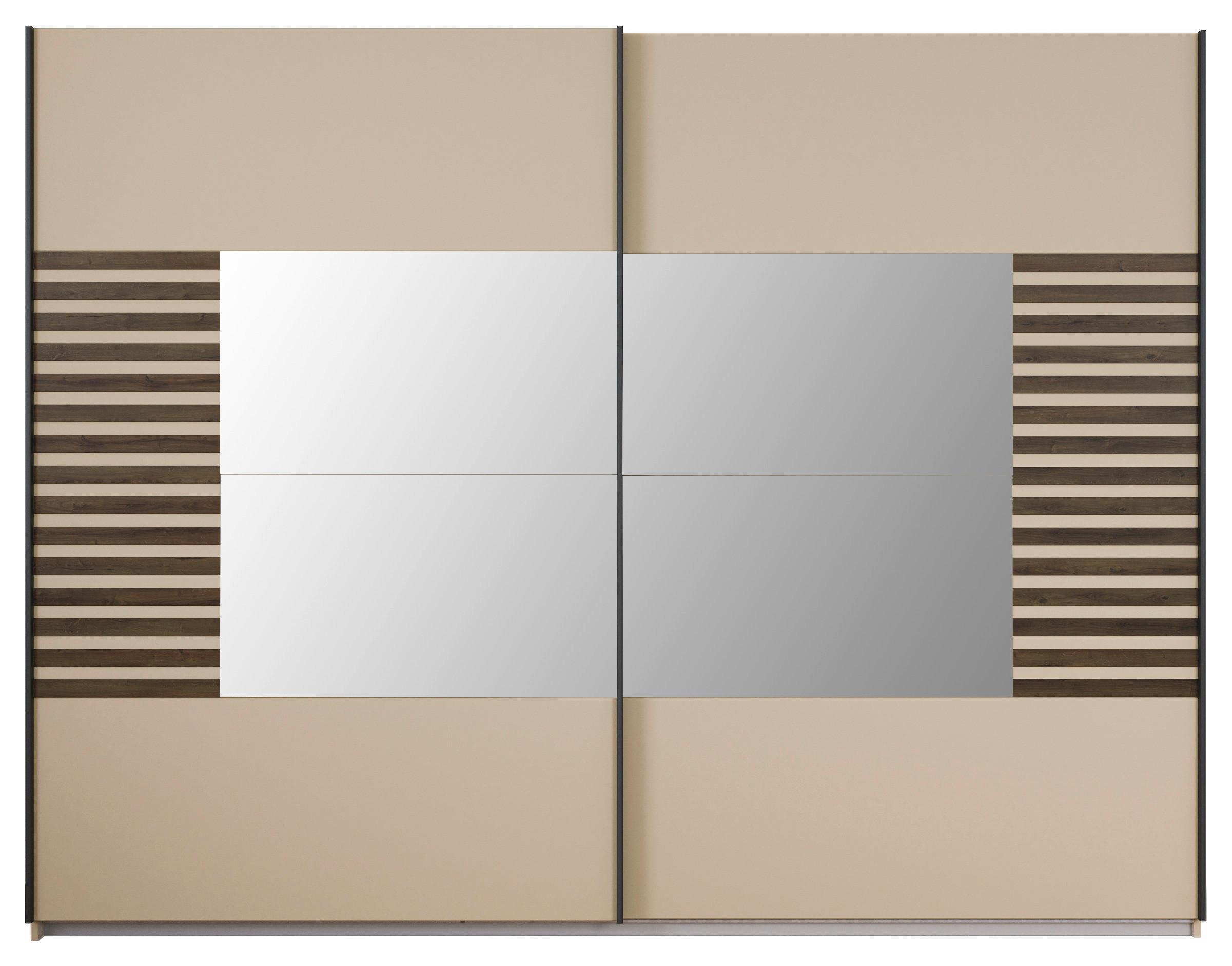 Schwebetürenschrank Barea Champagner Eiche Dunkel Dek. - Eiche dunkel/Champagner, MODERN, Holzwerkstoff (271/210/62cm) - Rauch Möbel