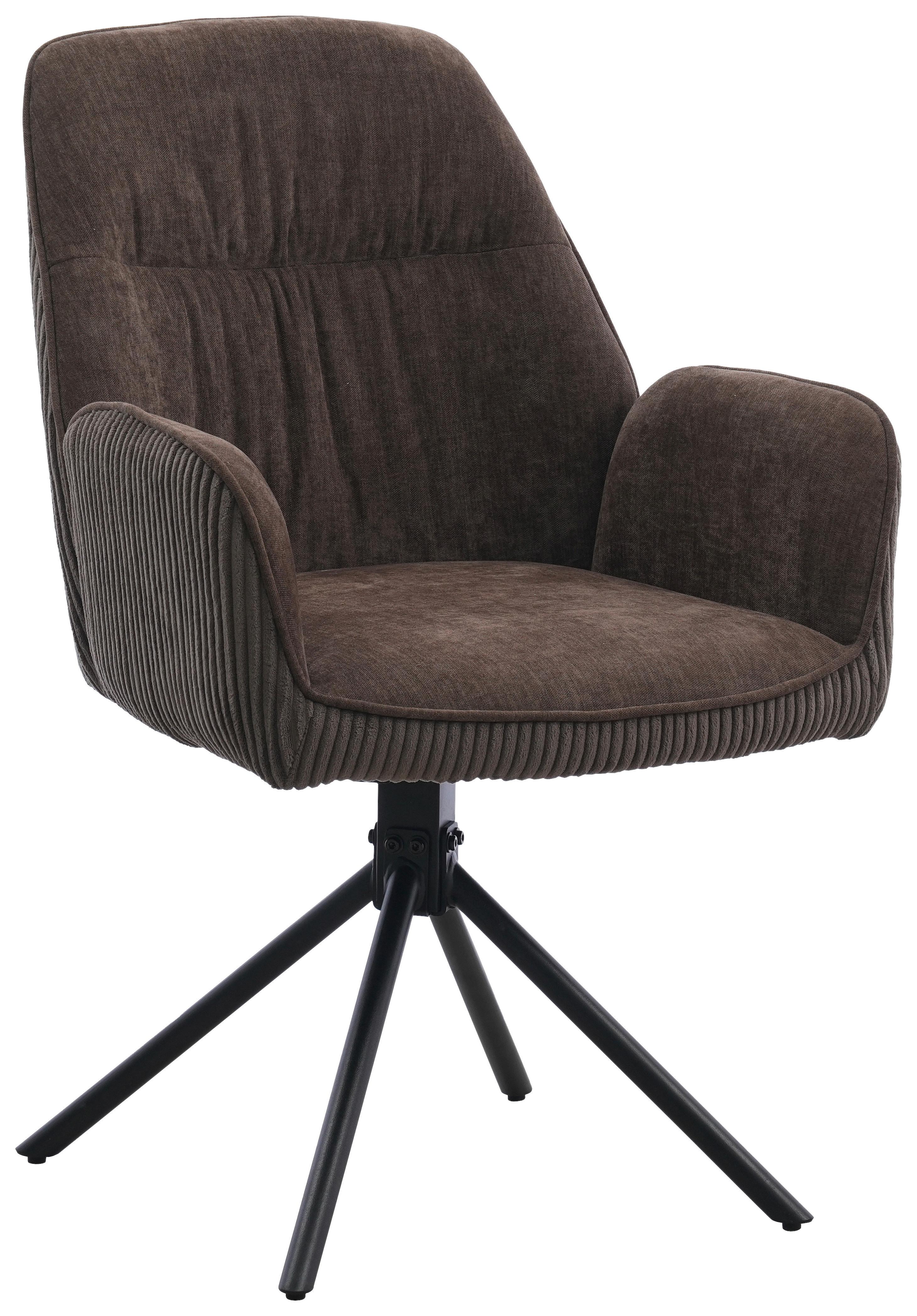 Armlehnstuhl Oulo Braun/Dunkelbraun B: 60 cm - Dunkelbraun/Schwarz, MODERN, Textil/Metall (60/89/65cm) - Livetastic
