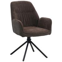Armlehnstuhl Oulo Braun/Dunkelbraun B: 60 cm - Dunkelbraun/Schwarz, MODERN, Textil/Metall (60/89/65cm) - Livetastic
