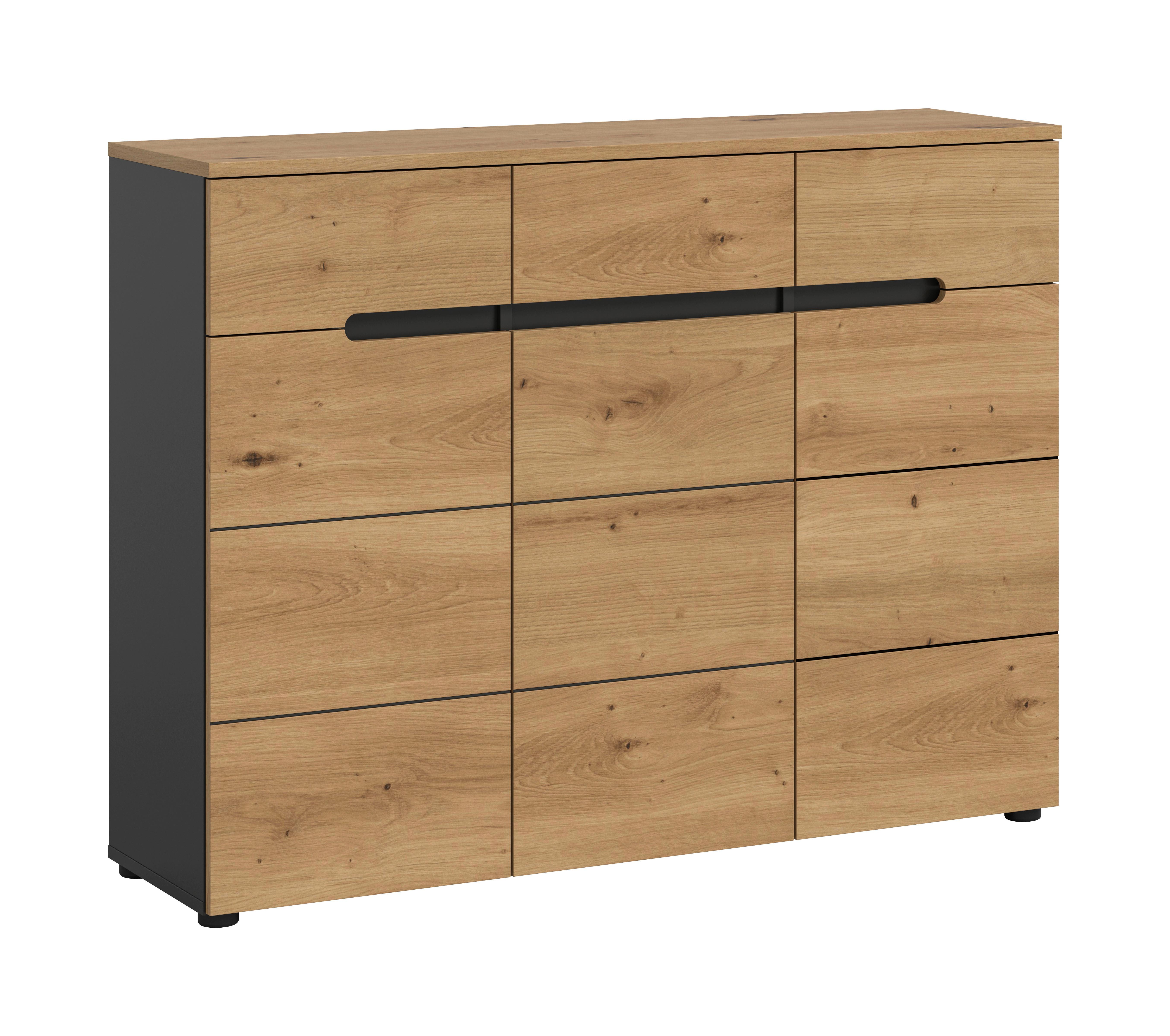 Schuhschrank Canu Eiche Artisan/Grau B: 120 cm - Schwarz/Eiche Artisan, Design, Holzwerkstoff (120/94/37cm) - Livetastic