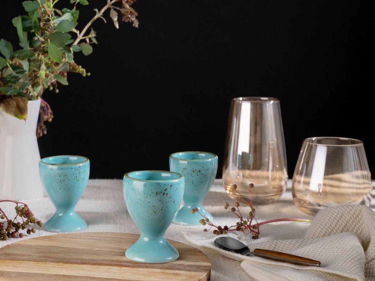 SADA KALÍŠKOV NA VAJÍČKA NATURE COLLECTION - tyrkysová, Trend, keramika (5,5cm) - Creatable