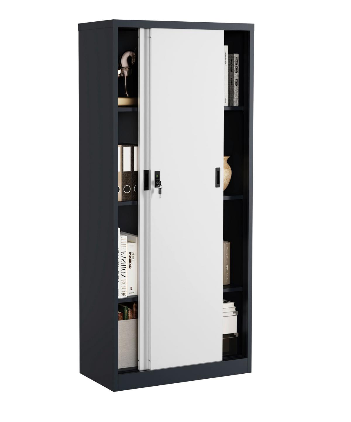 Aktenschrank Malivo Weiß/Anthrazit B: 80cm - Anthrazit/Weiß, KONVENTIONELL, Metall (80/180/40cm) - MID.YOU