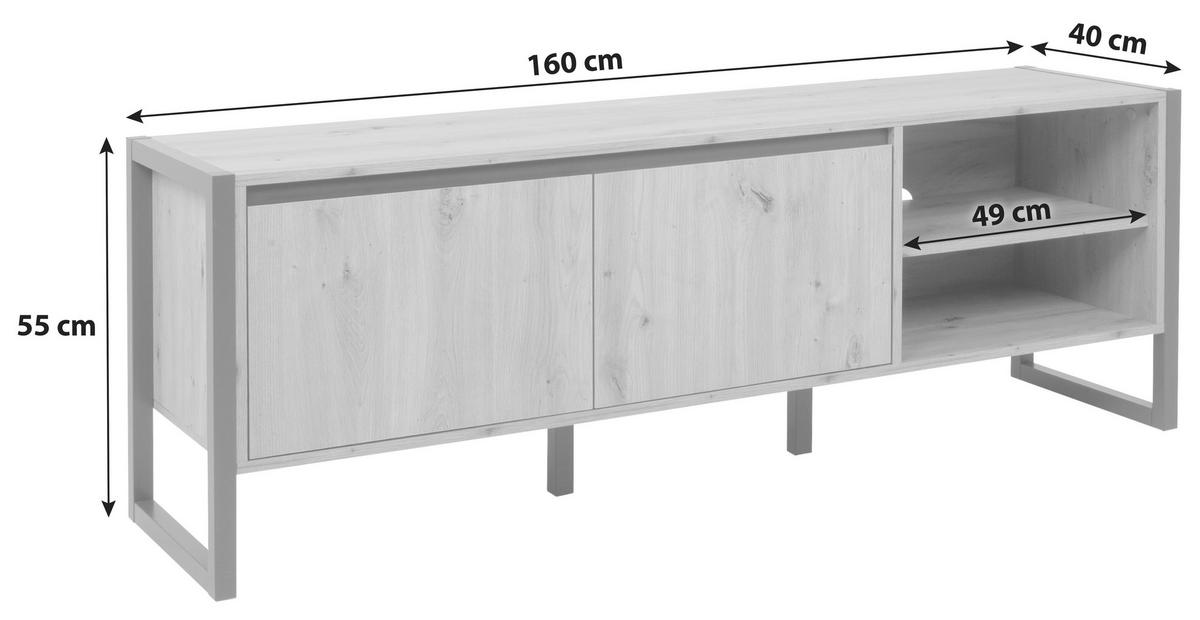 TV-Element Denver 160 cm Anthrazit/Eiche Dekor - Eichefarben/Anthrazit, MODERN, Holzwerkstoff (160/55/40cm) - MID.YOU