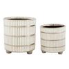 Vase Holder Ray Set 2 Pcs Weiß, Silberfarben B: 22,5 Cm - Silberfarben/Weiß, Basics, Keramik (22,5/24/22,5cm)
