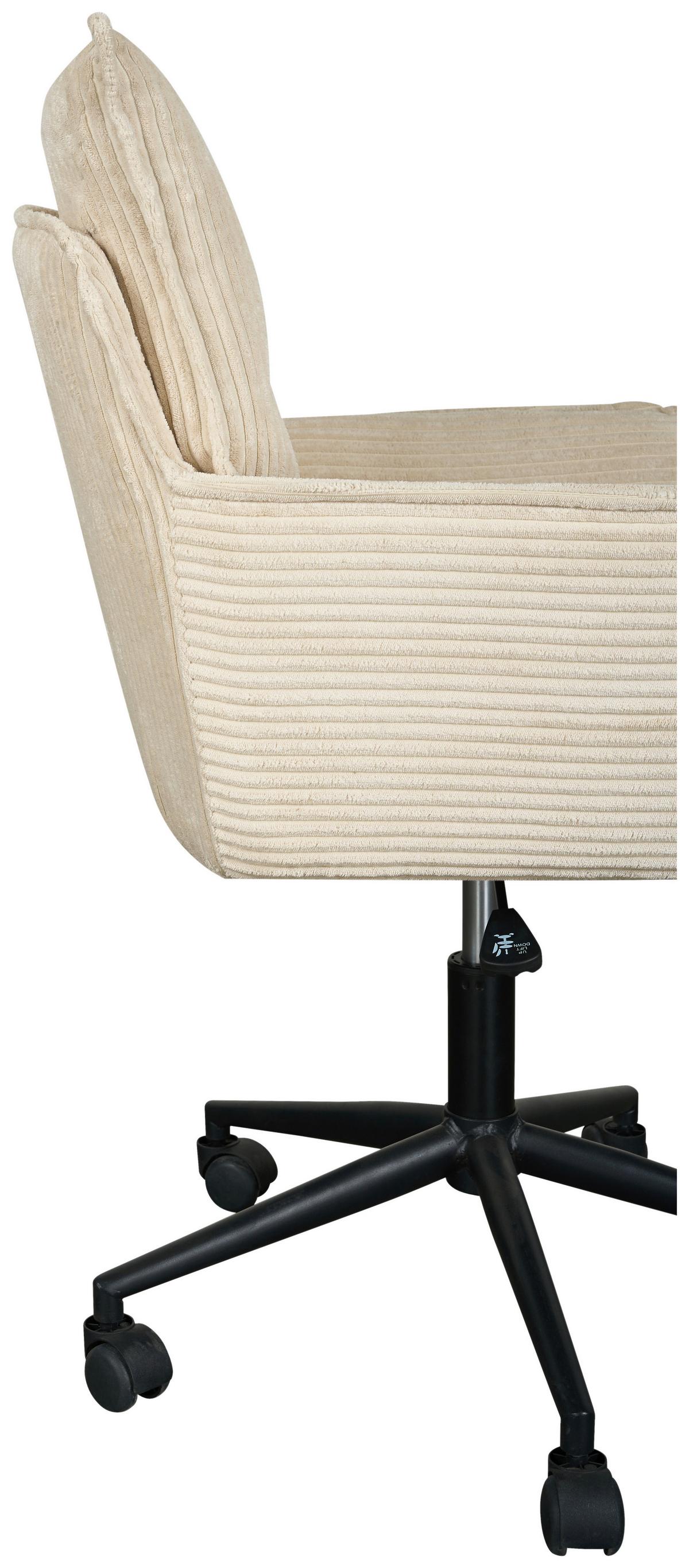 Drehstuhl Valencia Beige B: 58,5 cm - Beige/Schwarz, MODERN, Textil/Metall (58,5/88/95/63cm) - Livetastic