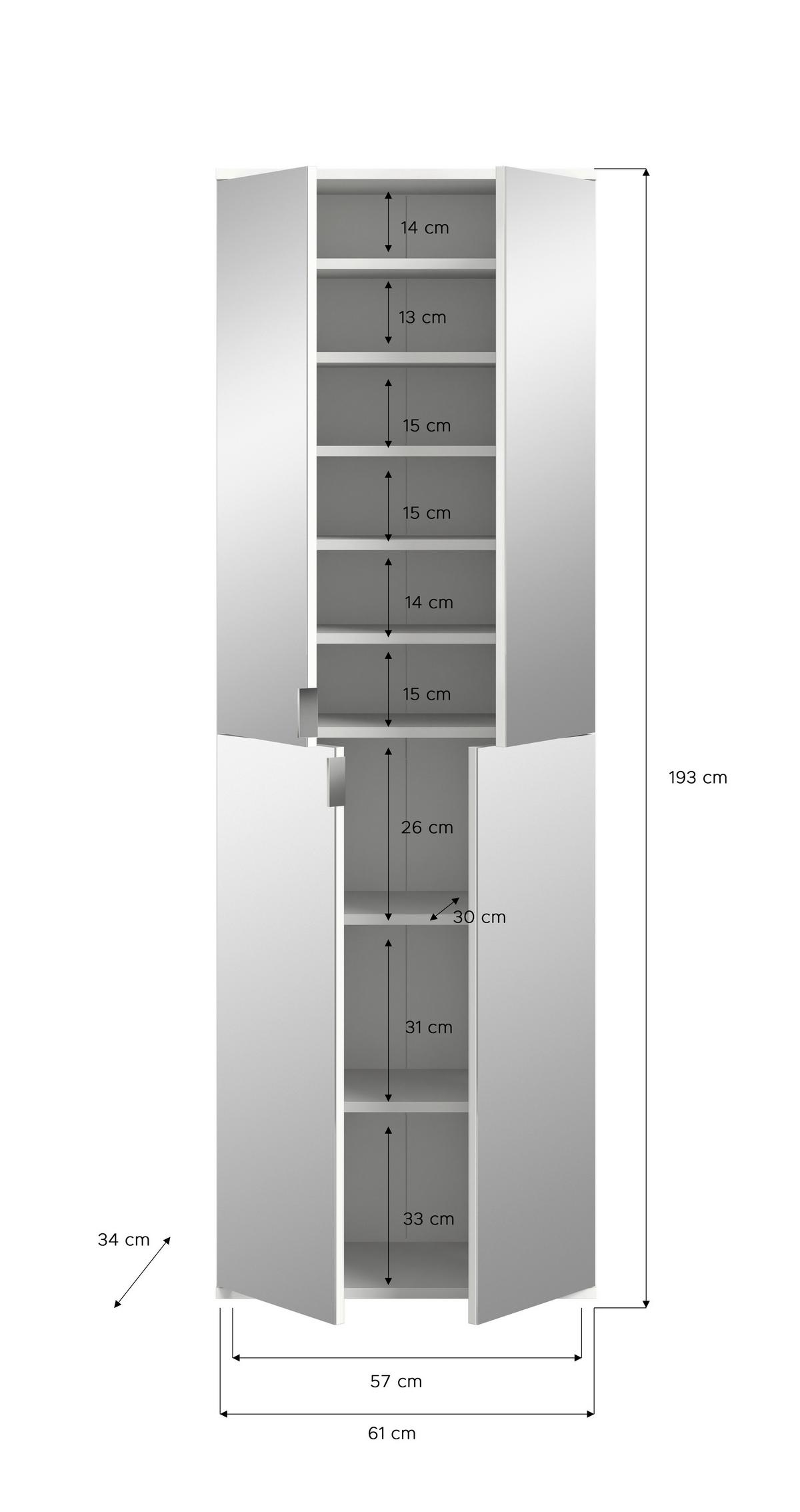 Garderobenschrank Projekt X Eiche Artisan B: 244 cm - KONVENTIONELL, Glas/Holzwerkstoff (244/193/34cm) - MID.YOU