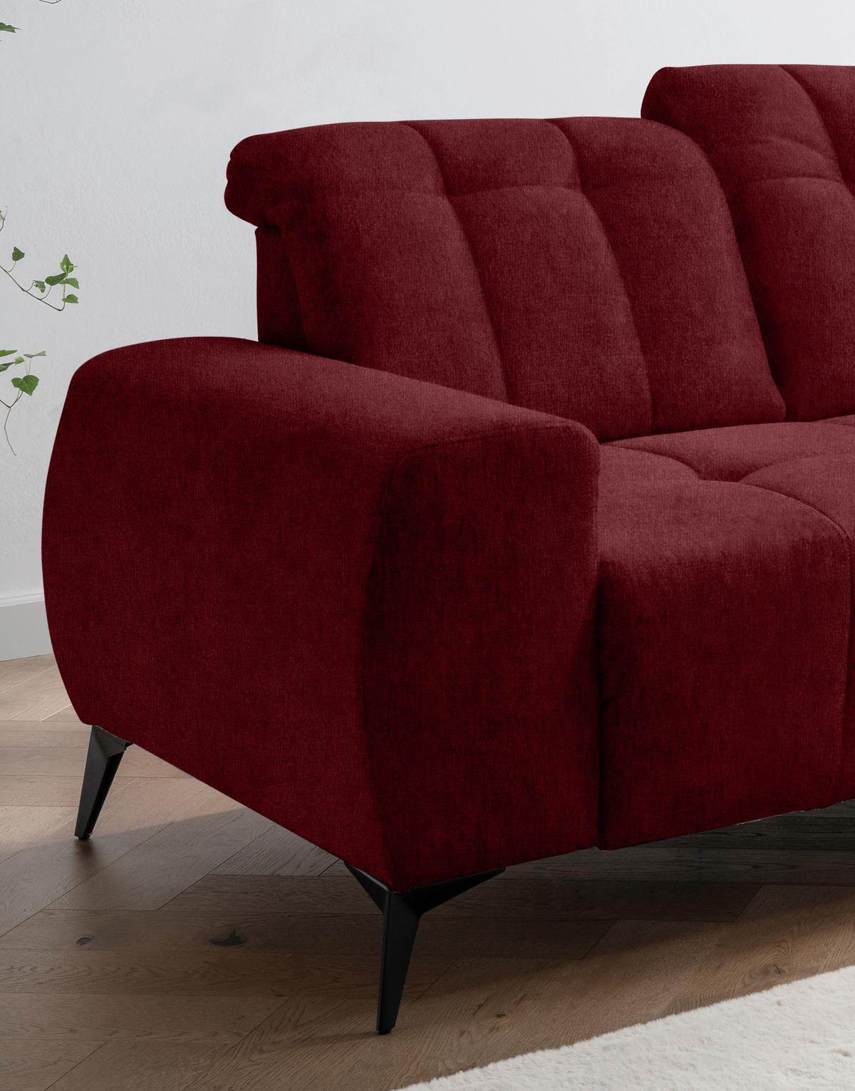 Ecksofa Mit Usb Anschluss Sano, Bordeaux, S: 261x200 Cm - Bordeaux/Schwarz, MODERN, Textil (261/200cm) - Livetastic