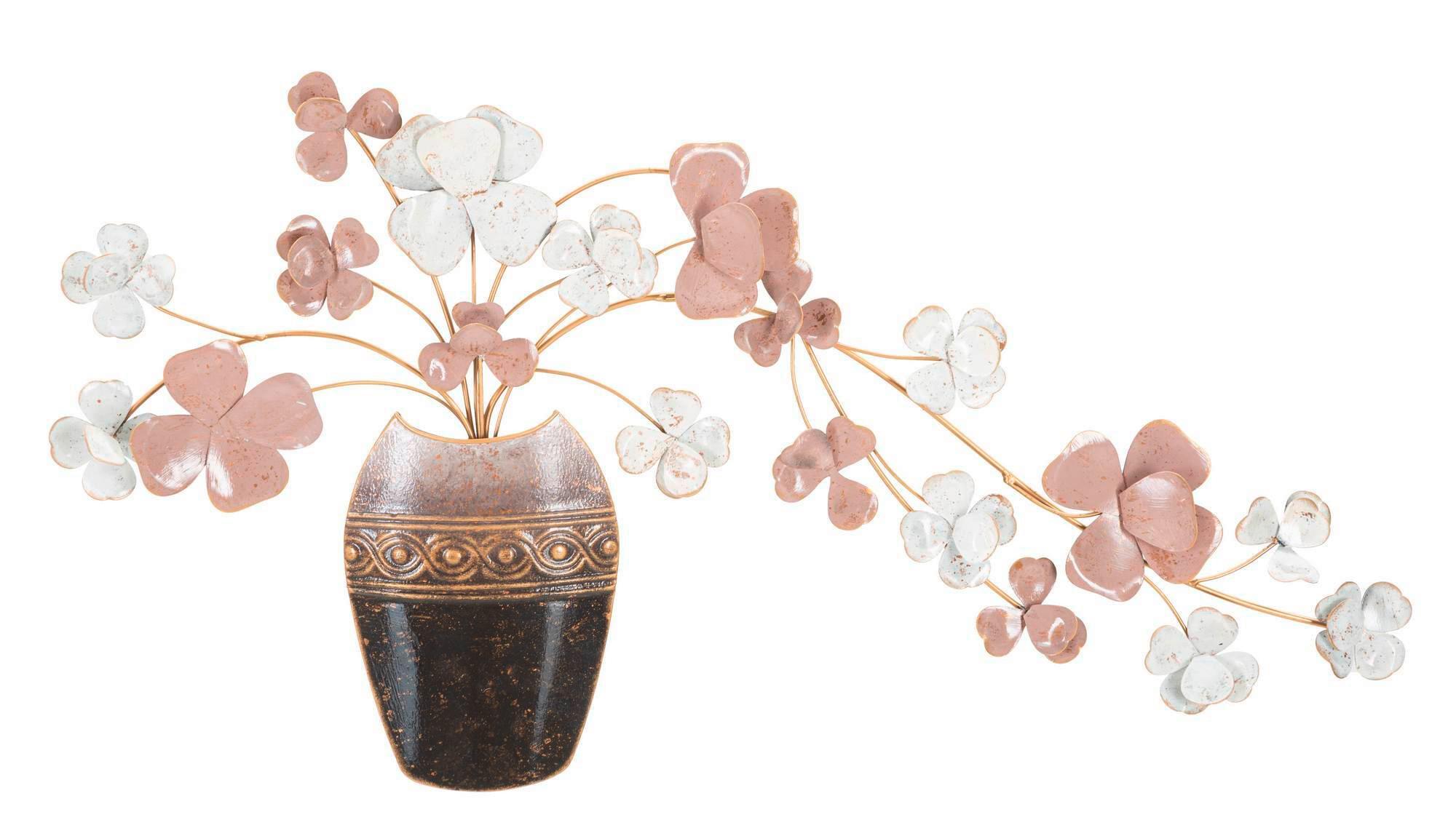 Wanddeko Vase New Gold/Rosa/Creme/Grau B: 87,5cm - Goldfarben/Creme, Basics, Metall (87.5/46/6cm)