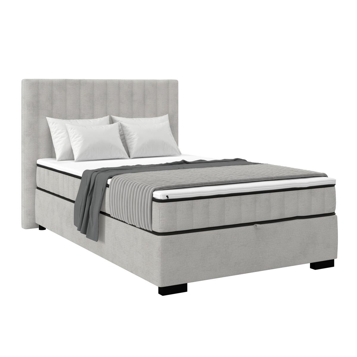 Boxbett Maya inkl. Bettkasten Hellgrau 100x220 cm - Hellgrau/Schwarz, MODERN, Holz/Holzwerkstoff (100/220cm)