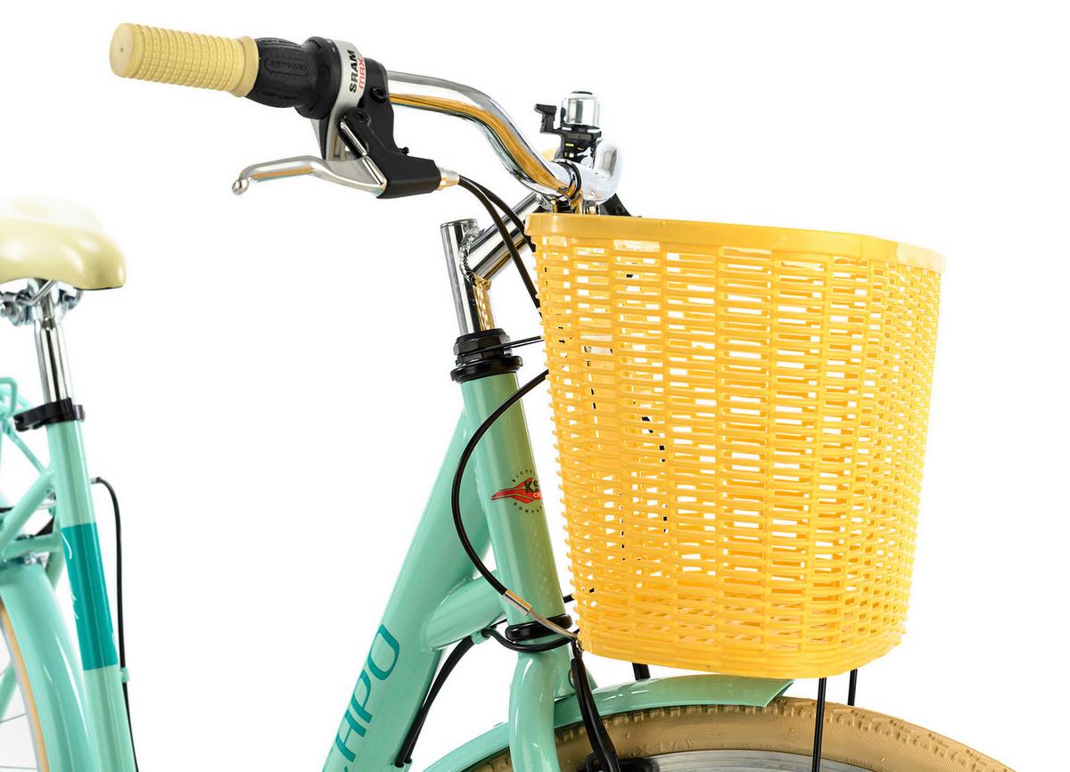 Citybike Damen 26 Zoll Cantaloupe mit Korb 6 Gänge - Gelb/Mintgrün, Basics, Metall (180/70cm) - Da Capo