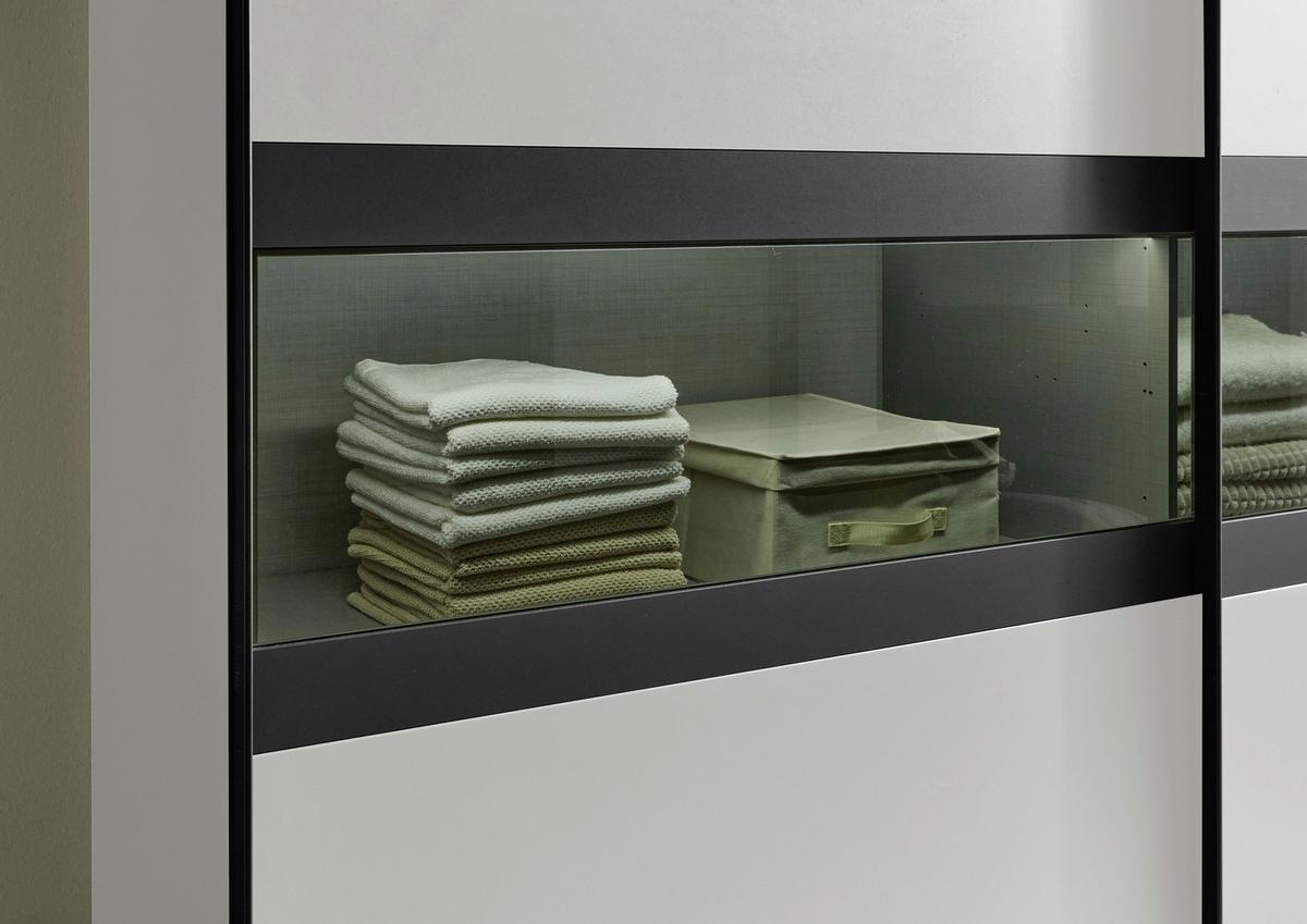 ŠATNÍ SKŘÍŇ S POSUVNÝMI DVEŘM EASY PLUS BLACK - bílá/černá, Moderní, kov/kompozitní dřevo (270/236/65cm)