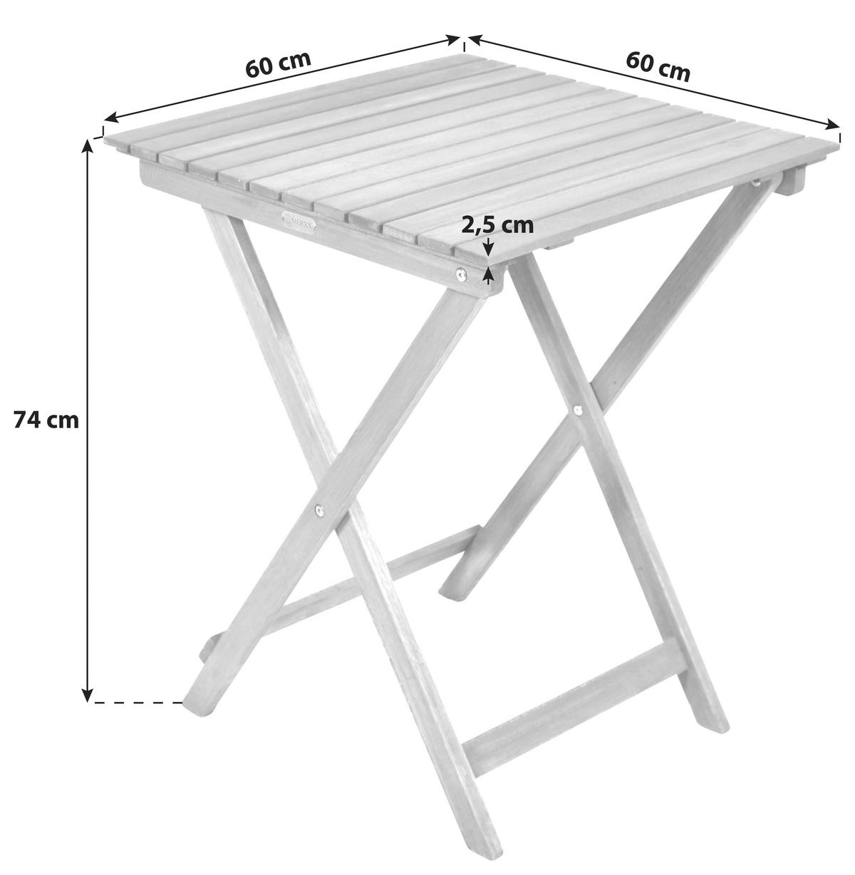 Gartentisch Klappbar Porto Echtholz L: 60 cm - Naturfarben, KONVENTIONELL, Holz (60/74/60cm) - Gardenson
