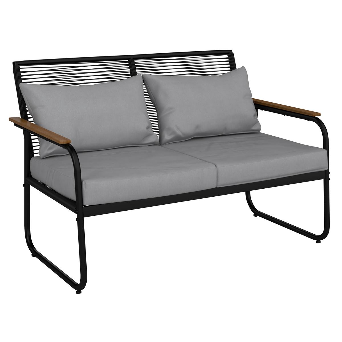 Terasová sedacia súprava ELLY - čierna/sivá, Modern, kov/textil (116/77/71cm) - Bessagi Garden