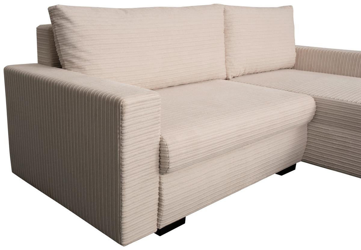 Rohová sedačka GENEVE, oboustranná, béžový manšestr - černá/béžová, Konvenční, textil/plast (225/167cm) - Mömax