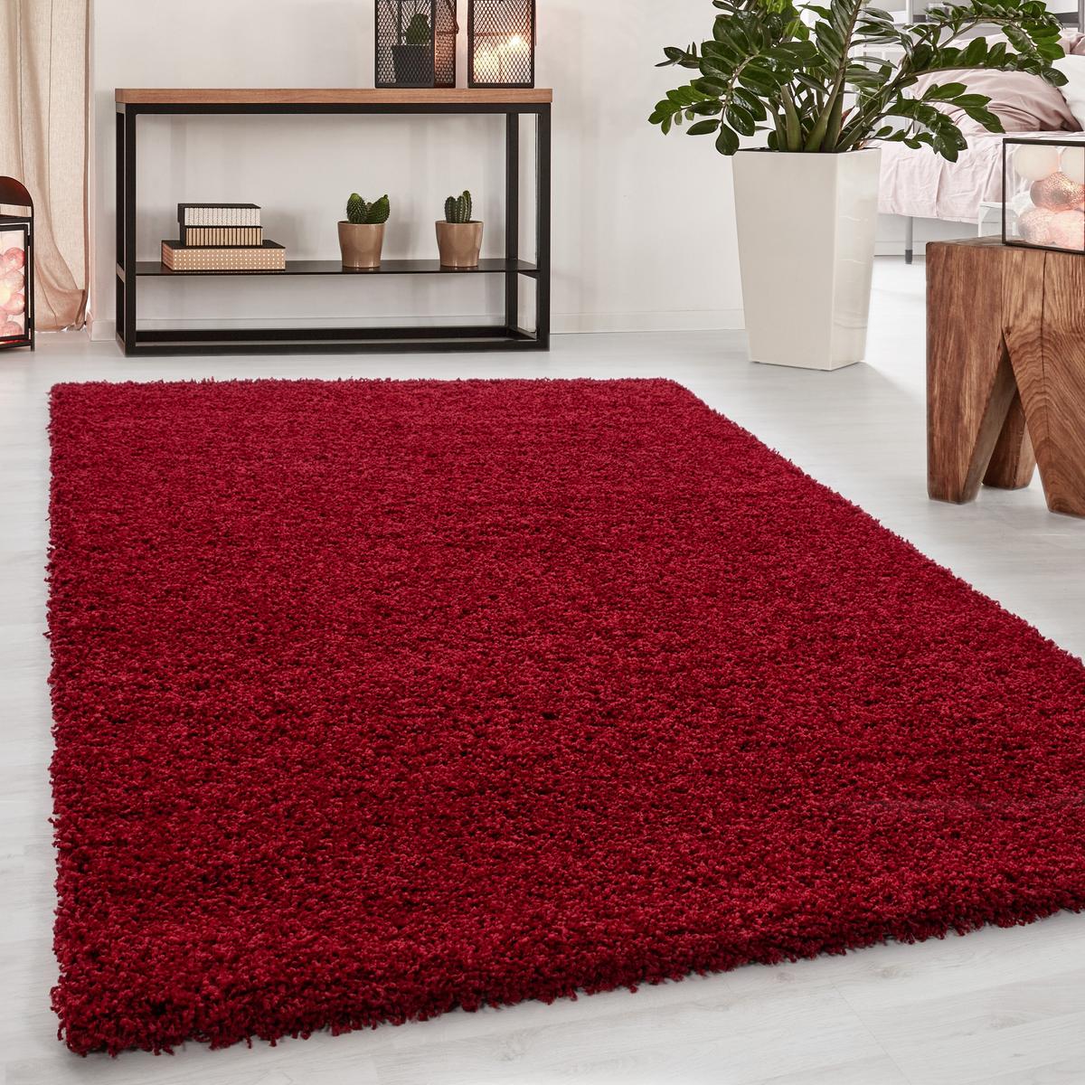 Koberec s vysokým vlasem 200x290 cm, červená - červená, Konvenční, textil (200/290cm) - Novel