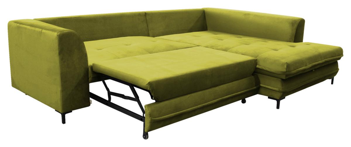 Eckschlafsofa Bello Hellgrün Schlaffunktion Ottomane Rechts - Schwarz/Hellgrün, Design, Textil (277/187cm) - Livetastic