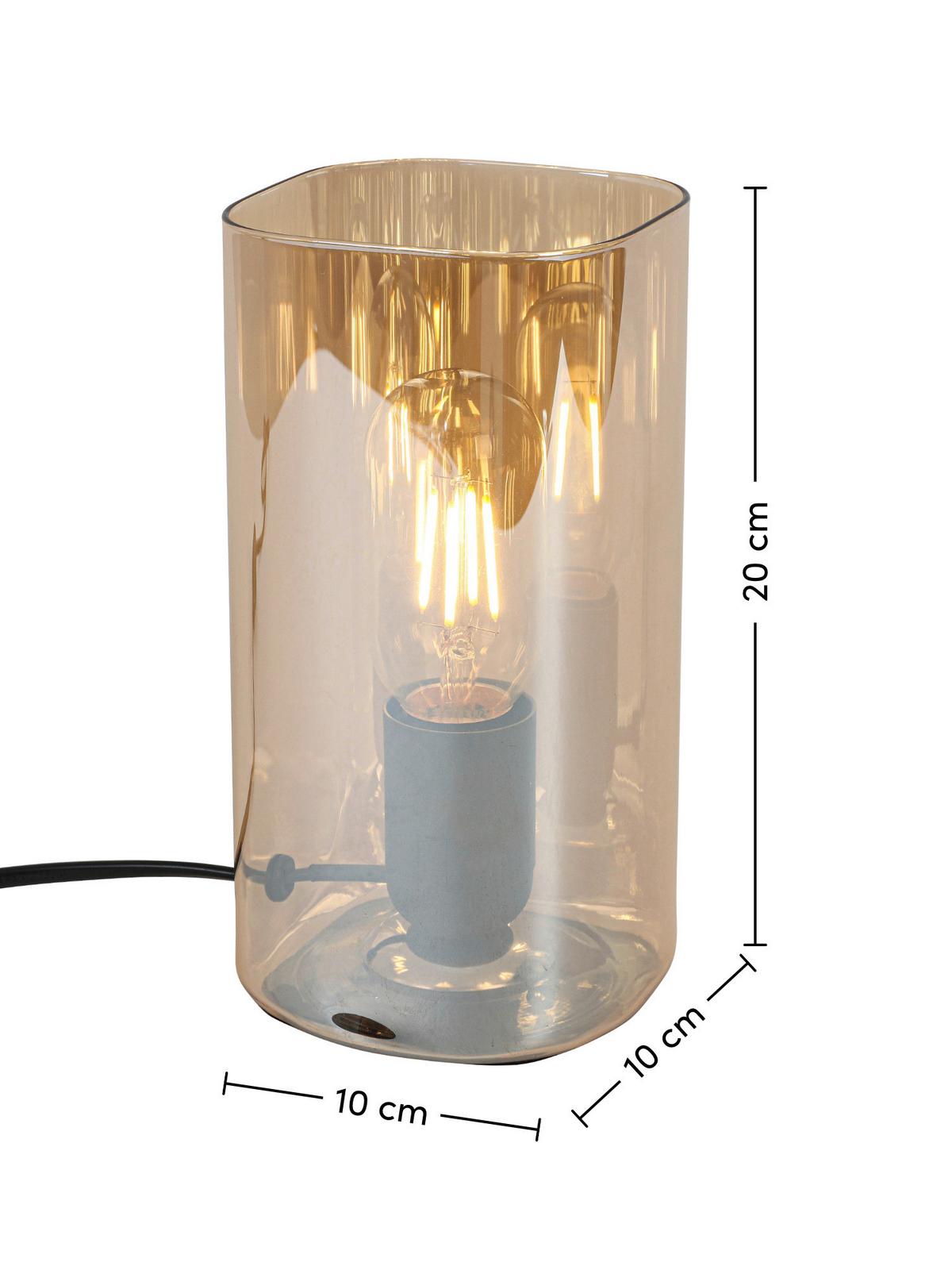 STOLNÁ LAMPA AMBER - čierna/jantárová, Modern, plast/sklo (10/10/20cm) - Mömax