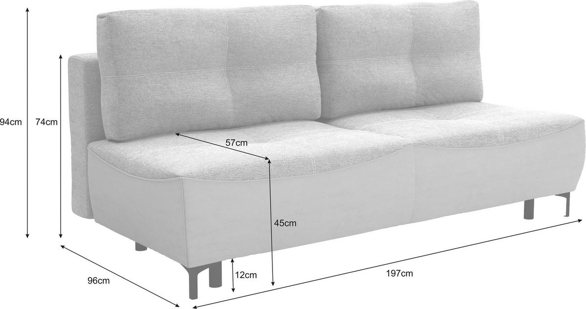 Schlafsofa Wendy - Dunkelgrau/Schwarz, Design, Textil (197/94/96cm) - MID.YOU