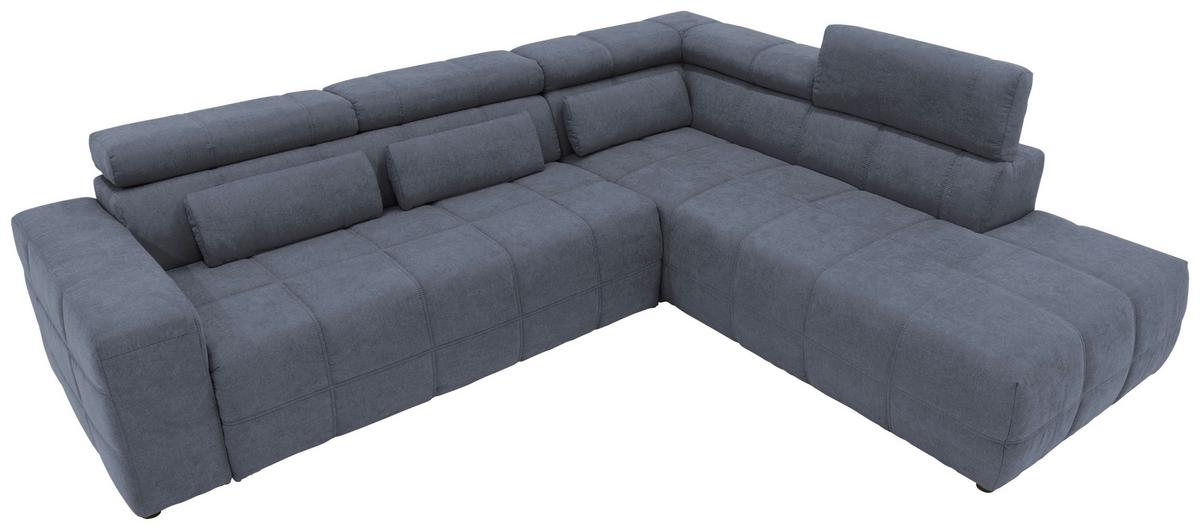 Ecksofa +  Kopfteilverstellung Brandon Dunkelgrau Mikrofaser - Dunkelgrau/Schwarz, Design, Textil (275/228cm) - MID.YOU