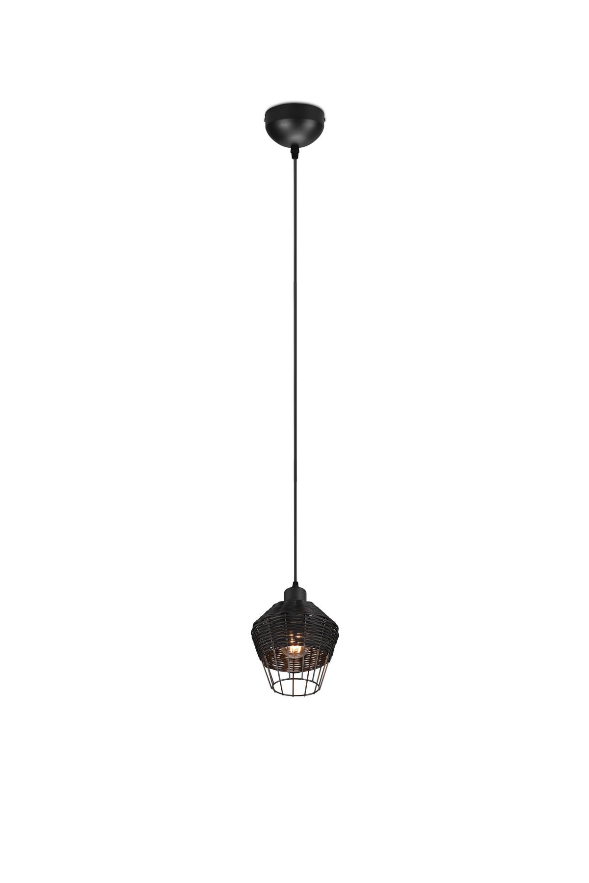Hängeleuchte Borka H: 150 Cm 1-Flammig - Schwarz, ROMANTIK / LANDHAUS, Holz/Metall (17,5/150cm)