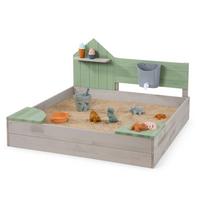 Sandkasten Cozy House Holz, LxBxH: 100x100x60 cm - Hellgrau/Grün, Basics, Holz (100/100/60cm) - MUDDY BUDDY