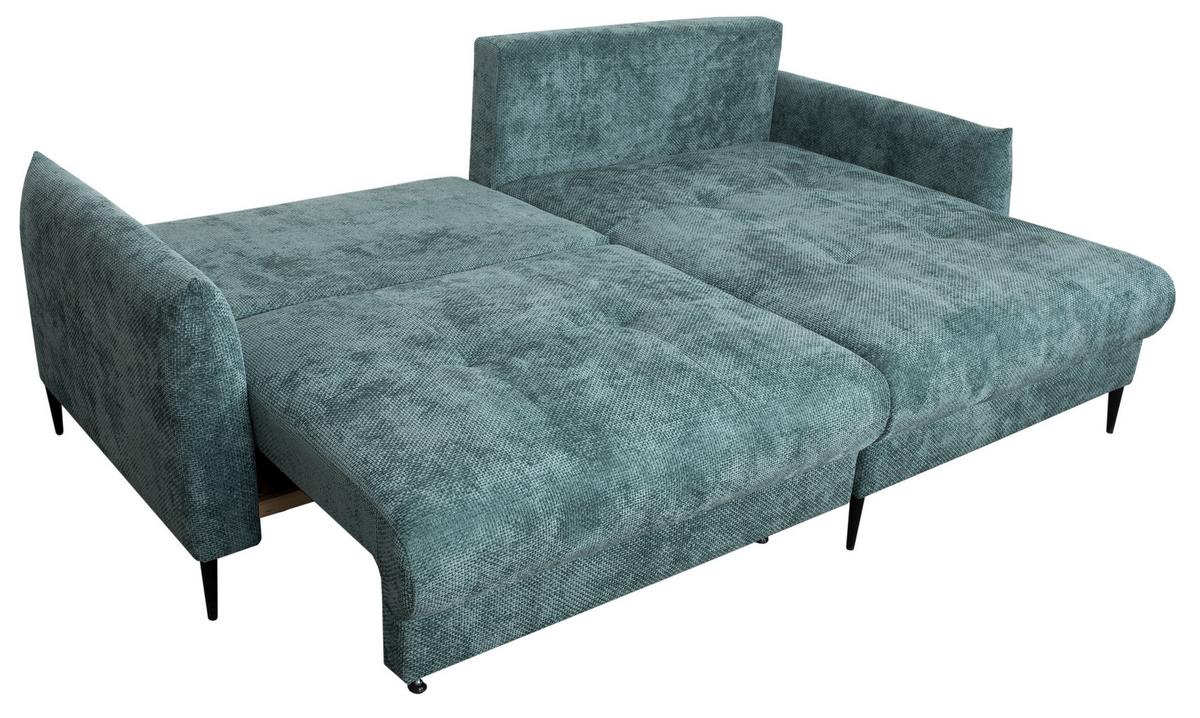 Rohová sedačka POLIS, obojstranná, tyrkysová - tyrkysová, Modern, kov/textil (221/142cm) - Based