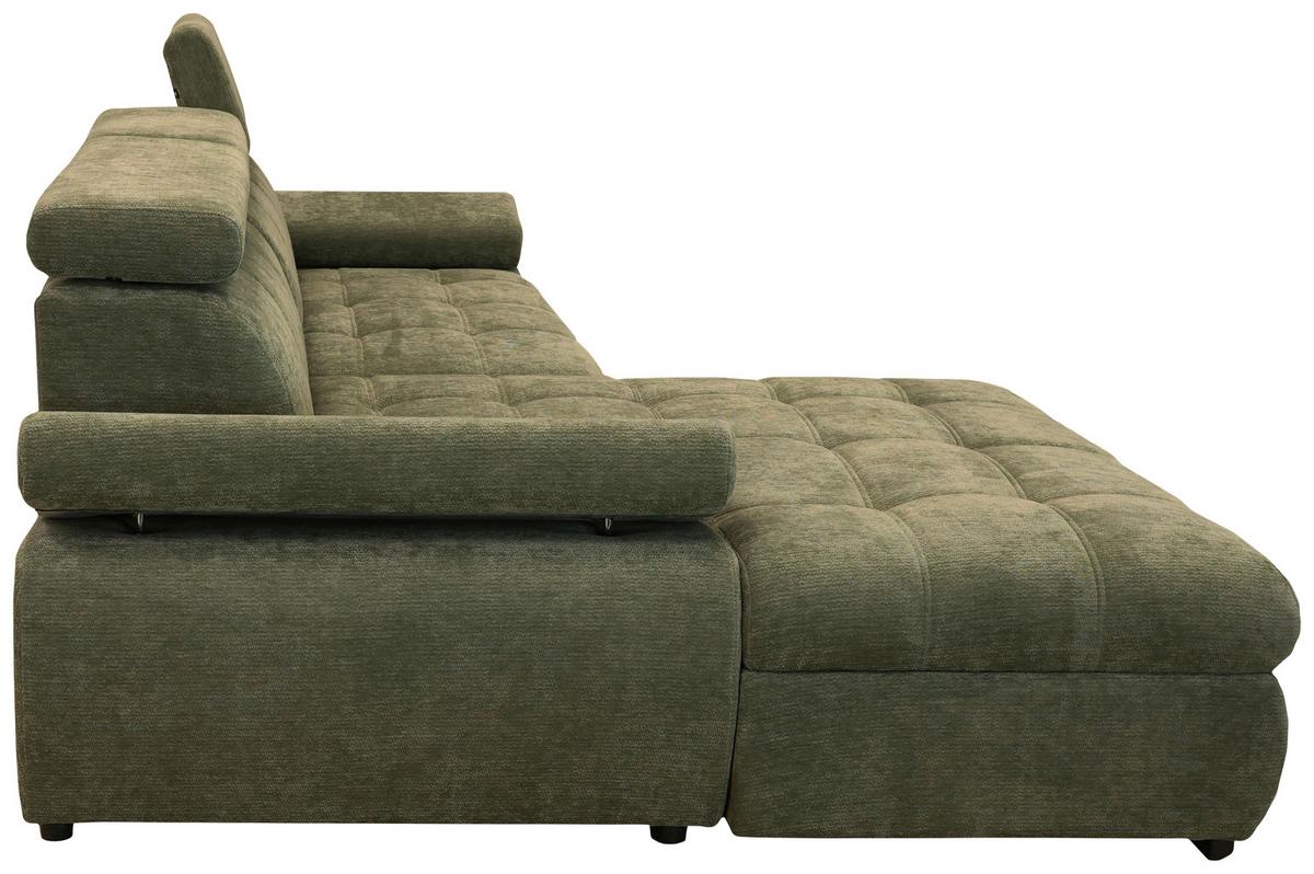 Rohová sedačka VEGAS, levá, lesní zelená žinylka - černá/lesní zelená, Design, dřevo/textil (173/294cm)