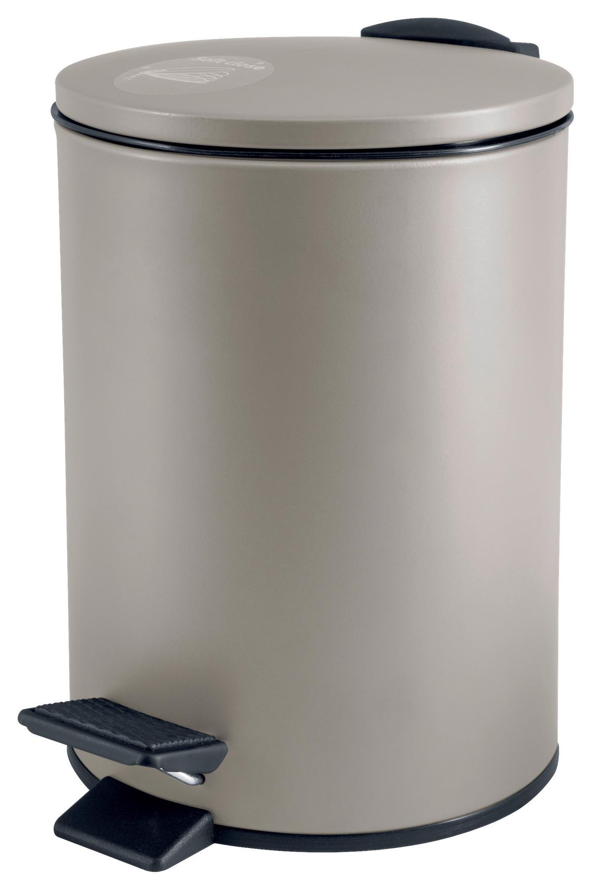 TRETEIMER ADELAR - Taupe/Schwarz, KONVENTIONELL, Kunststoff/Metall (16,80/16,80/22,80cm) - Spirella