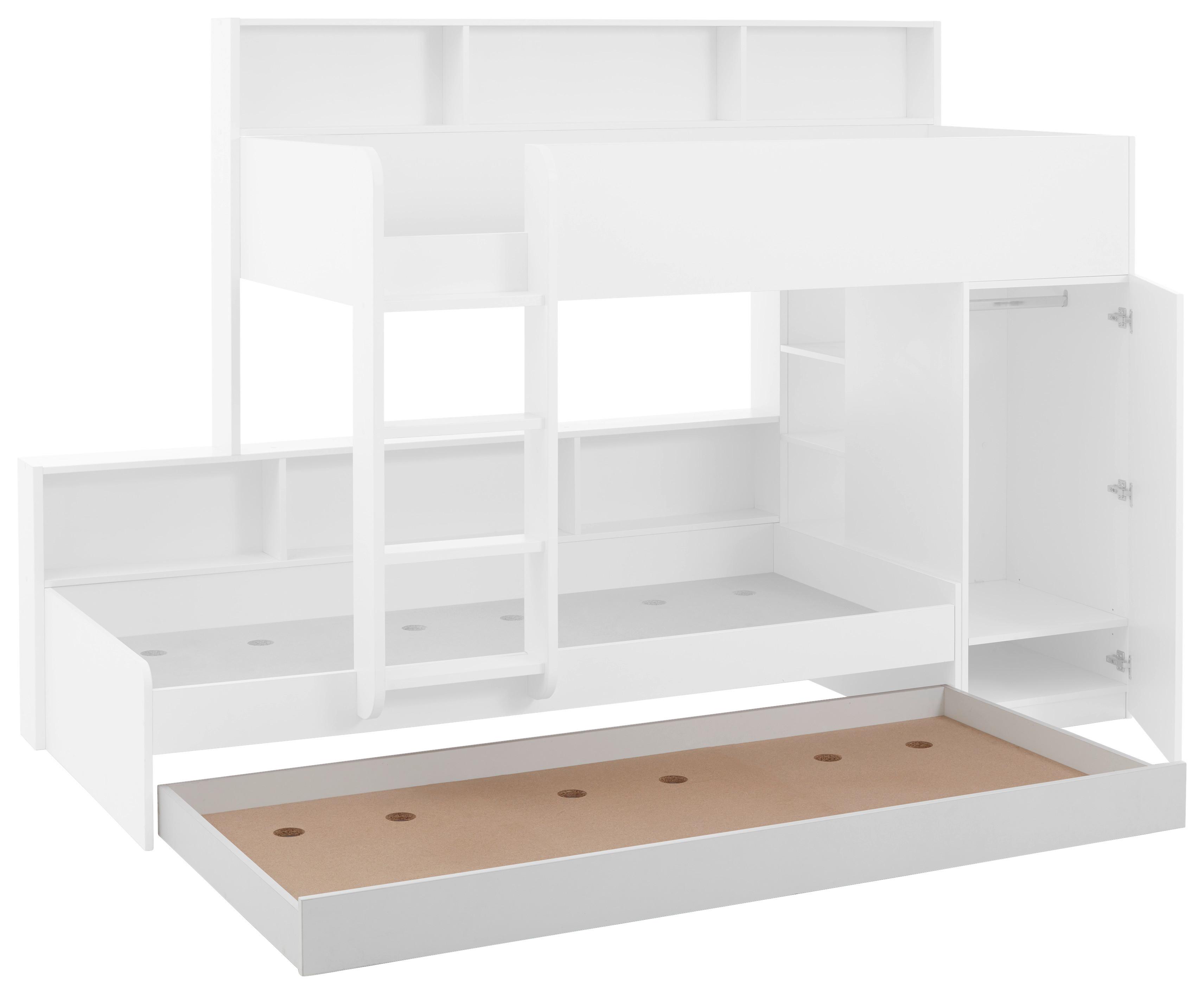 Bettkasten Sina B: 20,5 cm Weiß mit Rollen - Weiß, MODERN, Holzwerkstoff (199,4/20,5/95,6cm)