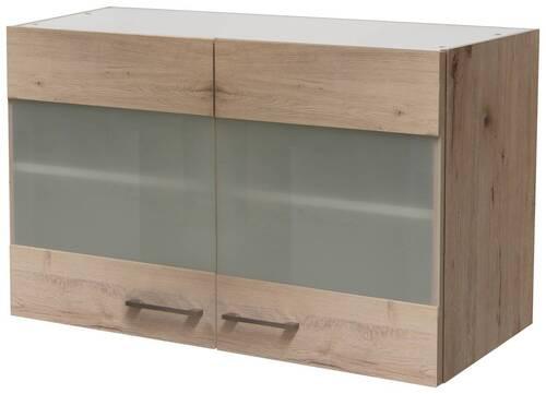 Horná kuchynská skrinka RIVA HGH100, 100cm - číra/dub San Remo, Modern, kov/kompozitné drevo (100/54,8/32cm)