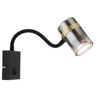 Wandleuchte 57916w - Messingfarben/Schwarz, Design, Glas/Kunststoff (7/29,5/40,5cm) - Globo