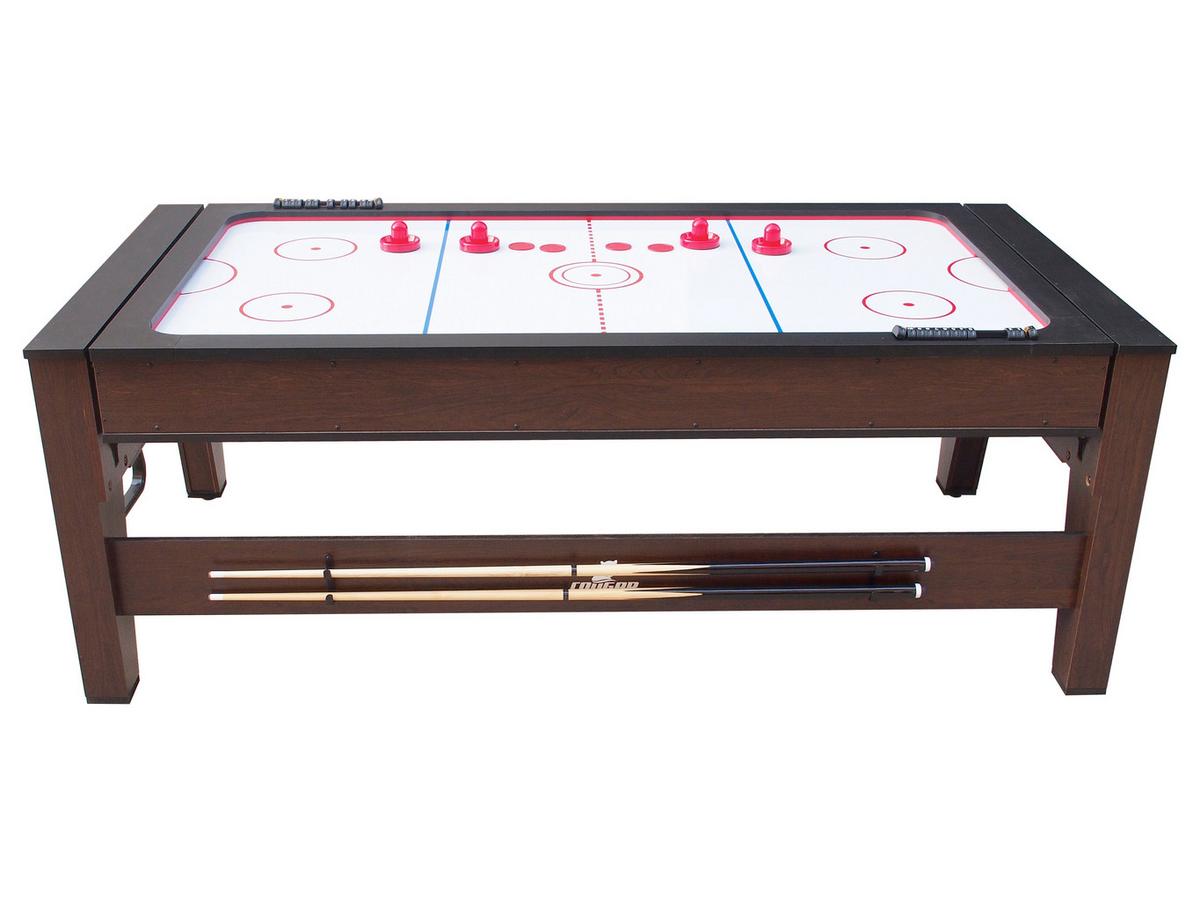 Multi-Spieltisch Reverso Pool+ Airhockey, Braun/Rot/Weiß - Rot/Braun, KONVENTIONELL, Holz/Kunststoff (107/81/217cm) - Ambia Garden