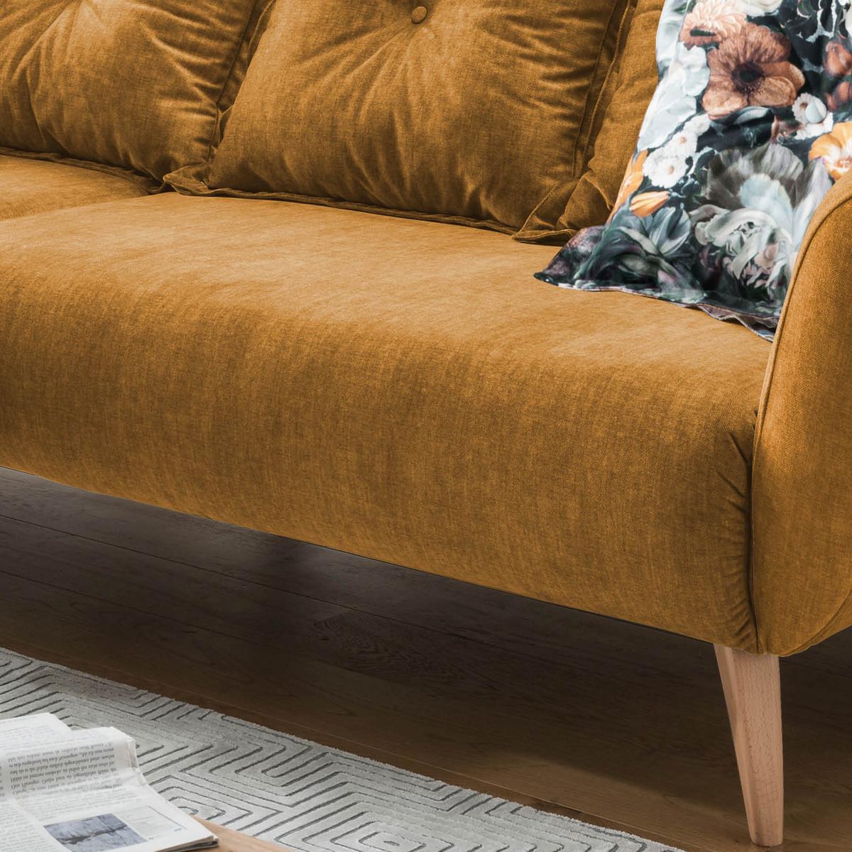 Ecksofa Baggio Gelb S: 162/277 cm - Gelb/Buchefarben, MODERN, Holz/Textil (162/277cm) - Livetastic