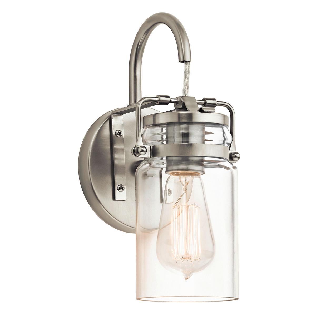 Wandleuchte Brinley 1-Flammig Nickelfarben - Nickelfarben, LIFESTYLE, Glas/Metall (29,2/15,9/12,7cm) - Elstead Lighting