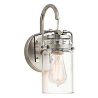 Wandleuchte Brinley 1-Flammig Nickelfarben - Nickelfarben, LIFESTYLE, Glas/Metall (29,2/15,9/12,7cm) - Elstead Lighting