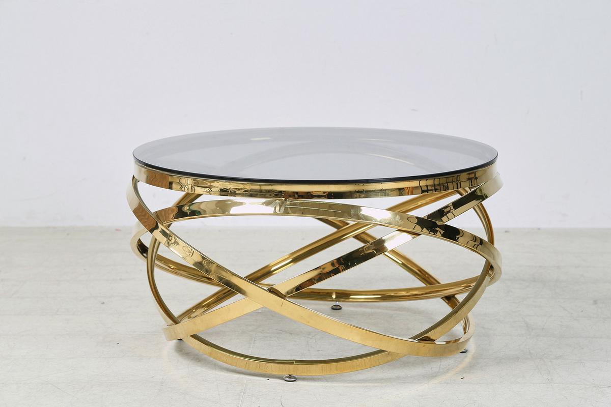 Couchtisch Grau, Goldfarben L: 80 Cm - Goldfarben/Grau, Design, Glas/Metall (80/80/42cm) - Livetastic