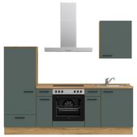 Küchenleerblock Easytouch Low-Line, L2 Links - Dunkelgrün/Eichefarben, MODERN, Holzwerkstoff (240cm) - Nobilia
