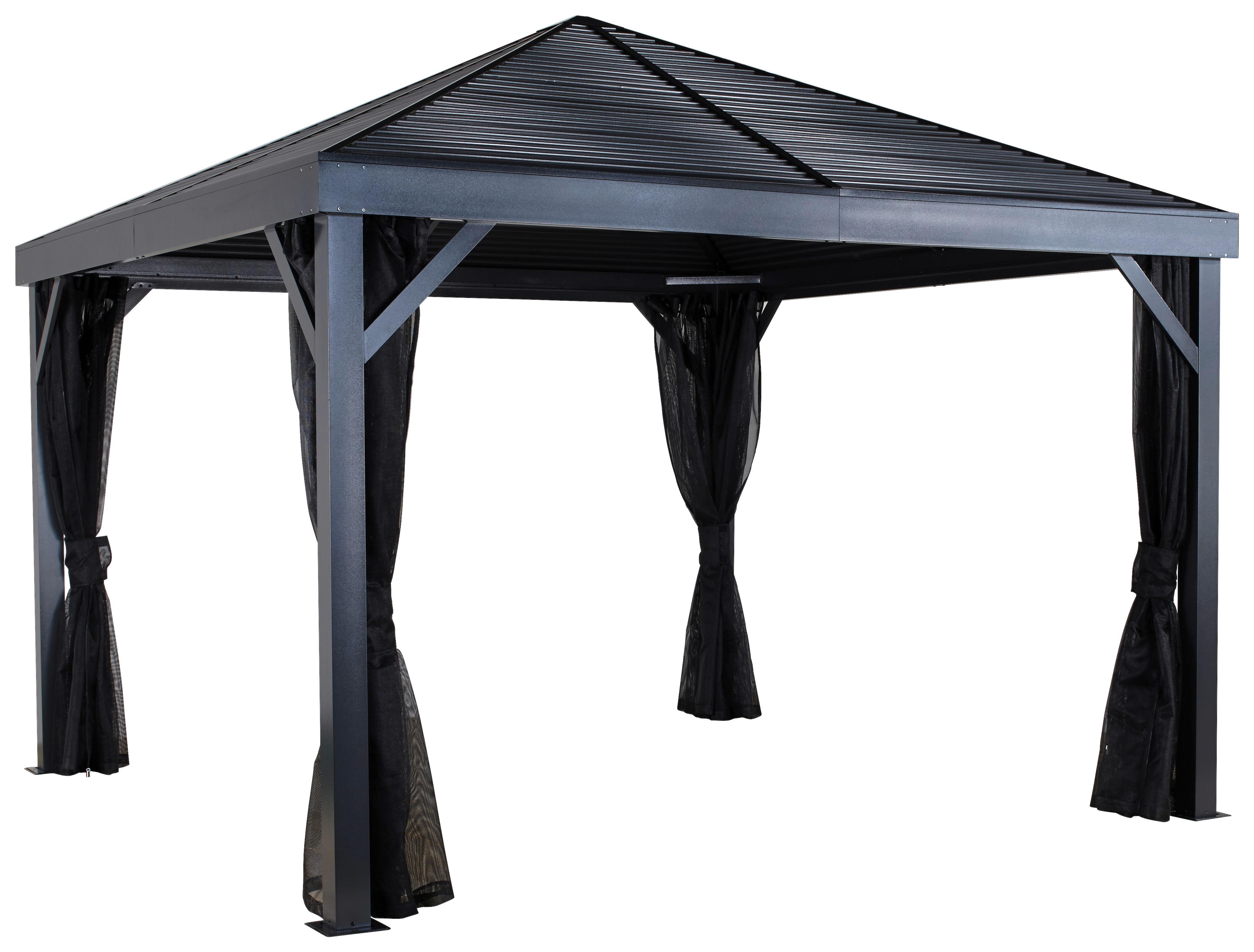 Pavillon South Beach 363x363 Cm Wetterfest Gartenpavillon - Anthrazit, Basics, Metall (363/310/363cm)