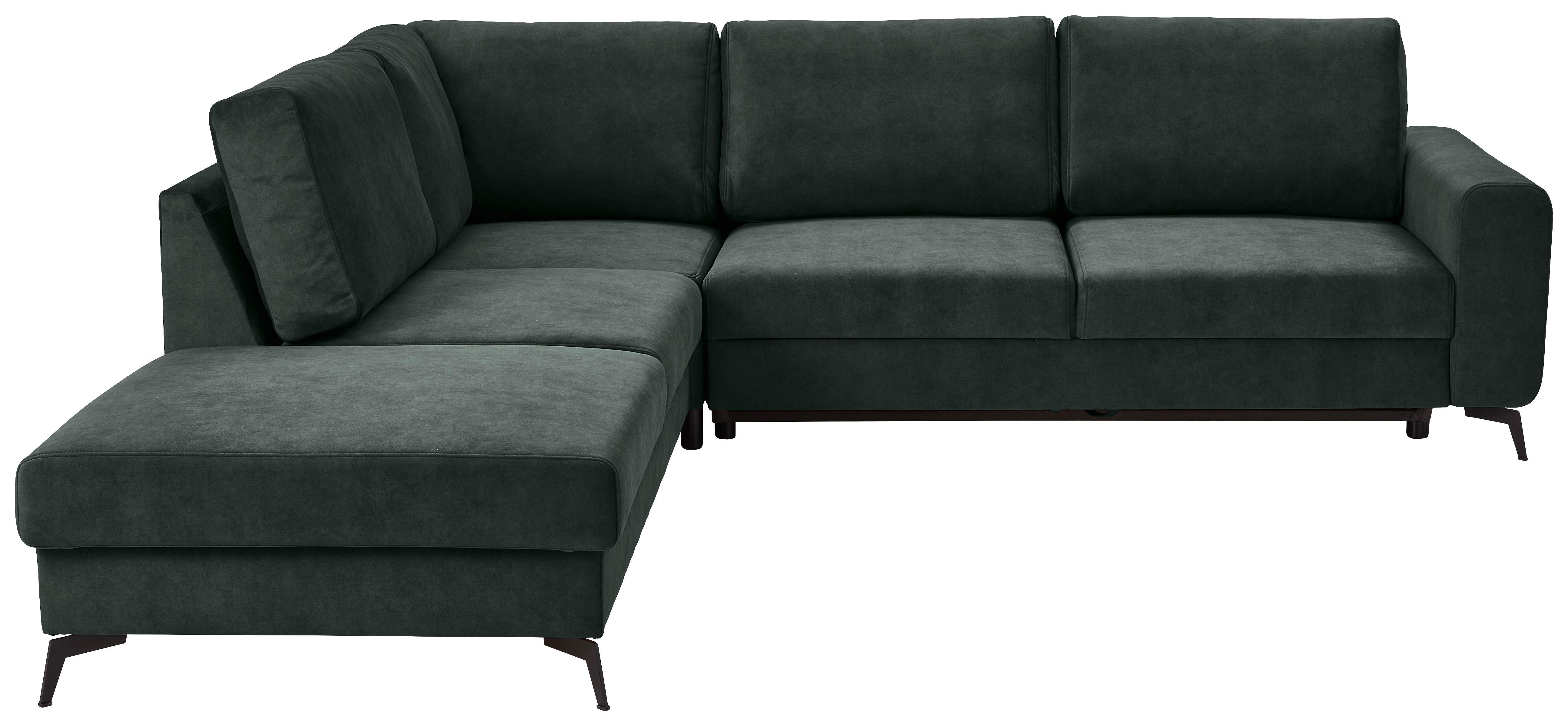 Ecksofa Mit Schlaffunktion Adesso Dunkelgrün Chenillle - Dunkelgrün/Schwarz, KONVENTIONELL, Textil (257/275cm) - MID.YOU