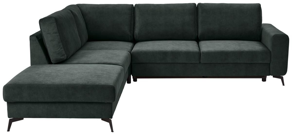 Sedací souprava ADESSO, levá, tmavě zelená barva - černá/tmavě zelená, Konvenční, kov/textil (257/275cm) - MID.YOU