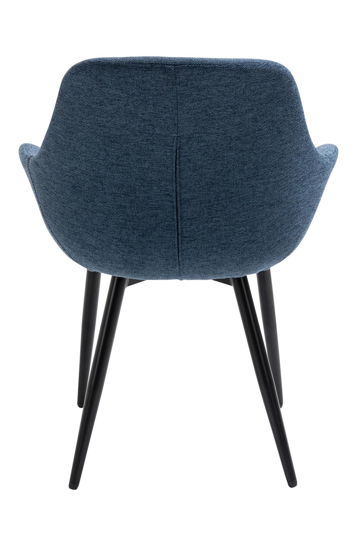 Armlehnstuhl-set Dunkelblau B: 64 Cm - Schwarz/Dunkelblau, MODERN, Textil/Metall (64/86/59cm) - Livetastic