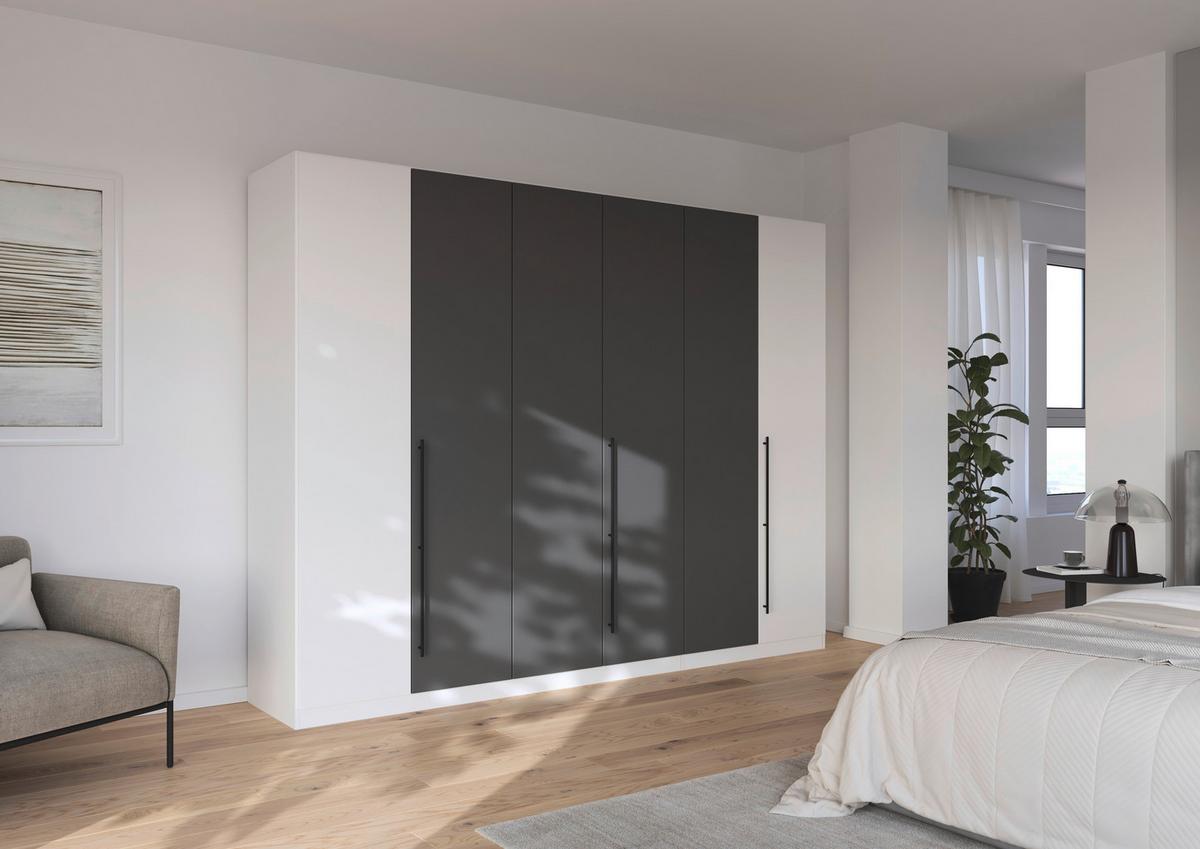 Kleiderschrank Safari B: 271 cm - Weiß/Grau, KONVENTIONELL, Holzwerkstoff (271/229/54cm)