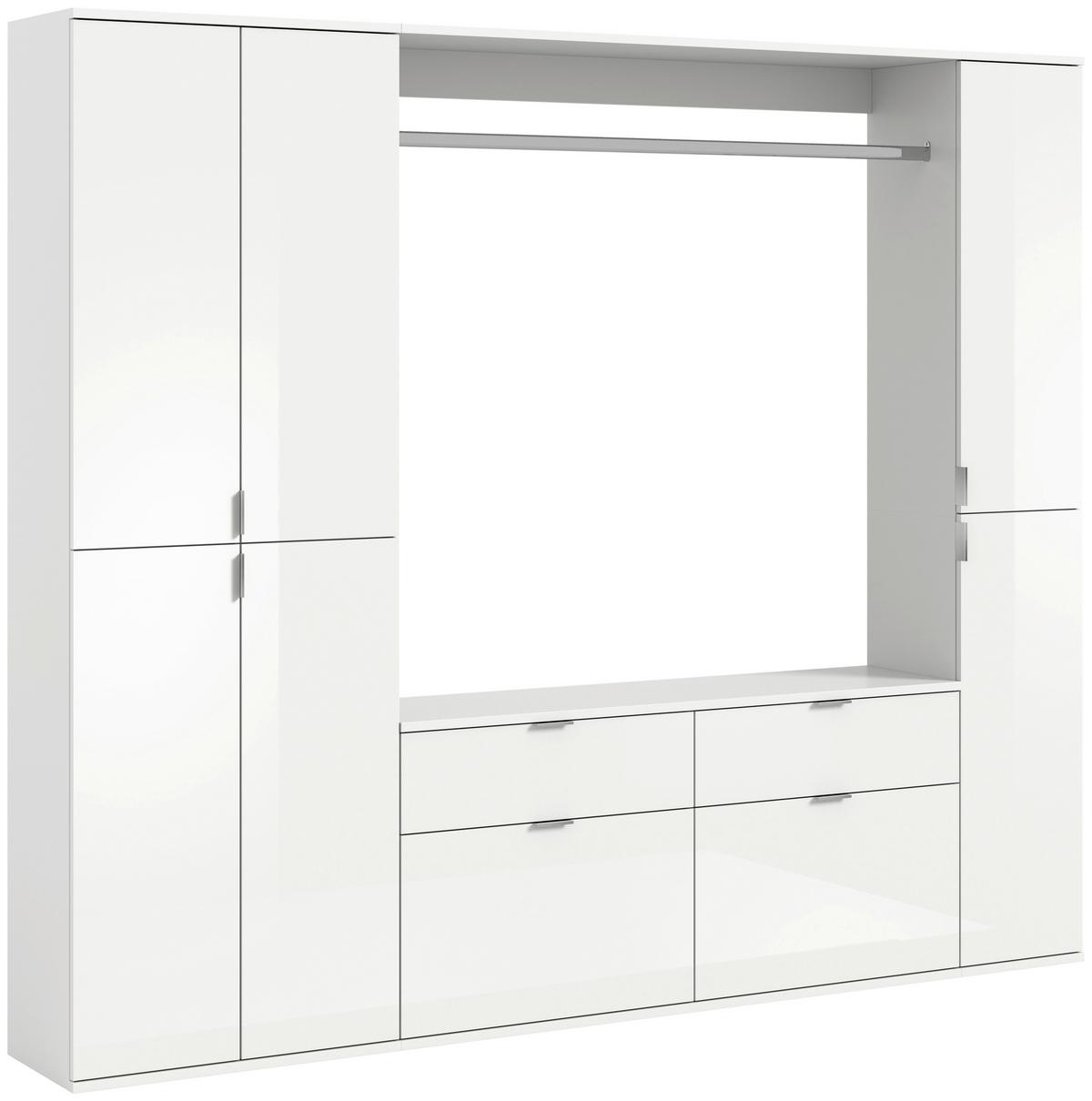 Garderobe Projekt X 3-teilig Weiß B: 212 Cm - Weiß Hochglanz, MODERN, Holzwerkstoff (212/193/34cm) - MID.YOU