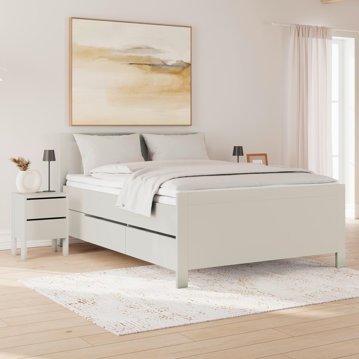 Stauraumbett Pisa mit 4 Laden kaschmirfarben 140x200 - Kaschmir, ROMANTIK / LANDHAUS, Holz (140/200cm) - James Wood