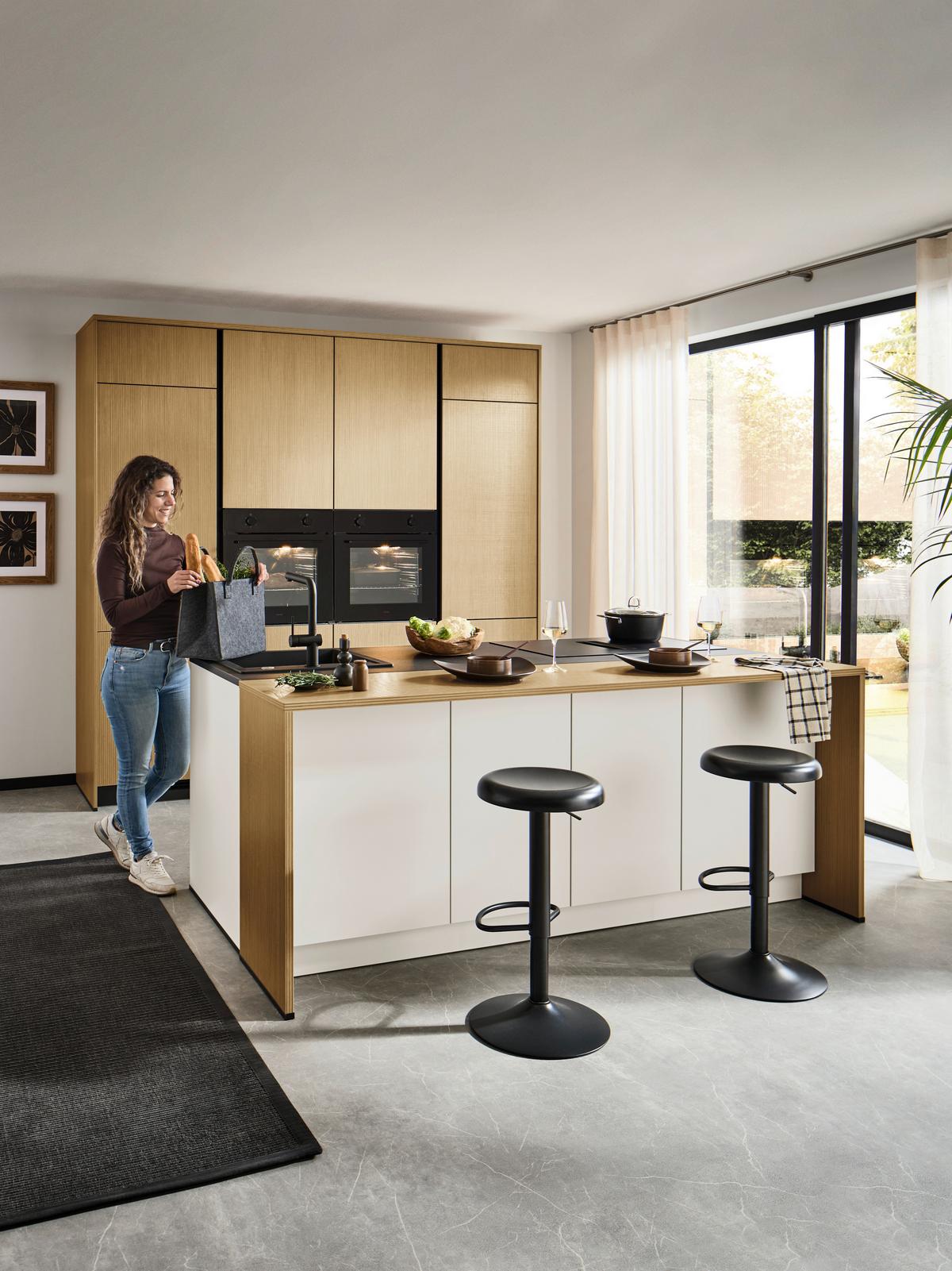 Einbauküche Stripe/Clean - Eichefarben/Anthrazit, MODERN, Holzwerkstoff (249,2cm) - Express-Kuechen